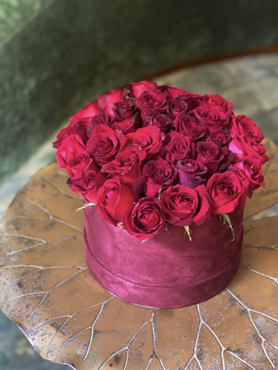Margaux | Red Velvet Box with 35 Red Roses -  